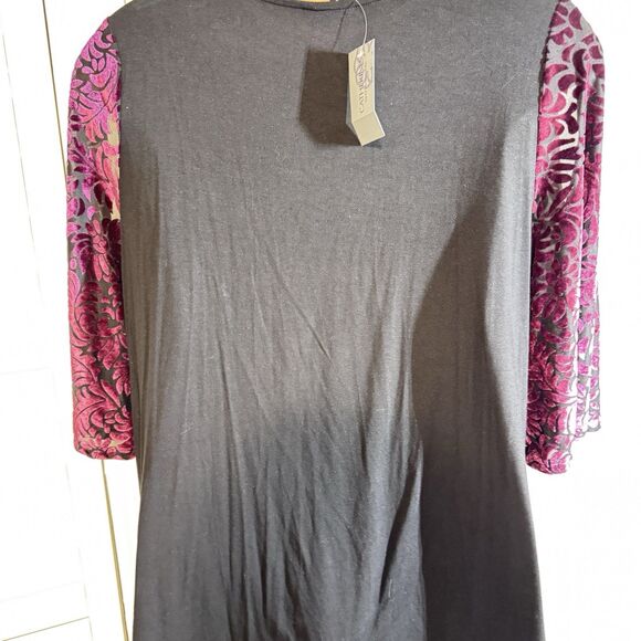 Anywear By Catherines Blouse 1X Velvet Burnout Cold Shoulder Top  Party NWT - Picture 6 of 8